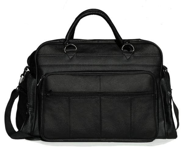 Svart weekendväska / sportbag i äkta läder