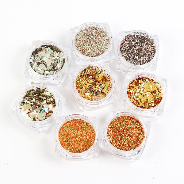 8 stk negleglitter glitter, Negledekorasjoner