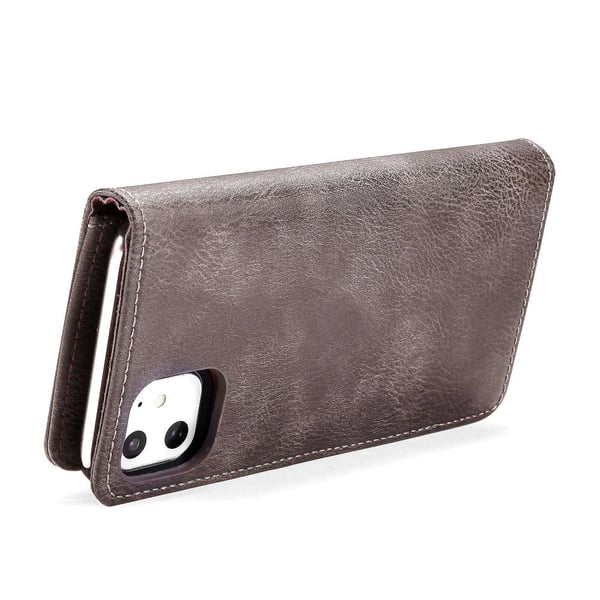 DG.MING iPhone 11 Split Läder Plånboksfodral - Coffee