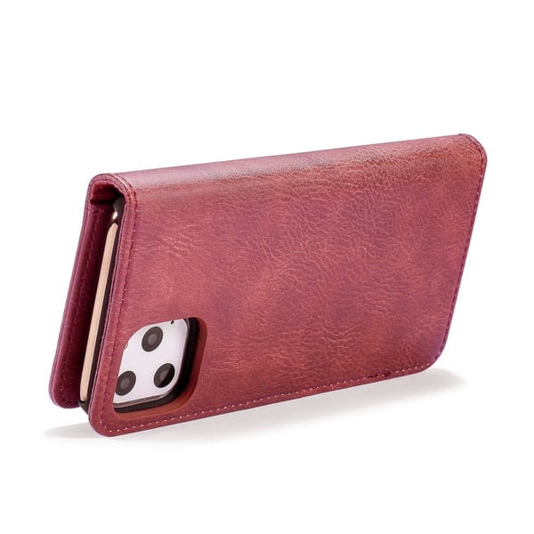 DG.MING iPhone 11 Pro Split Läder Plånboksfodral - VinRöd