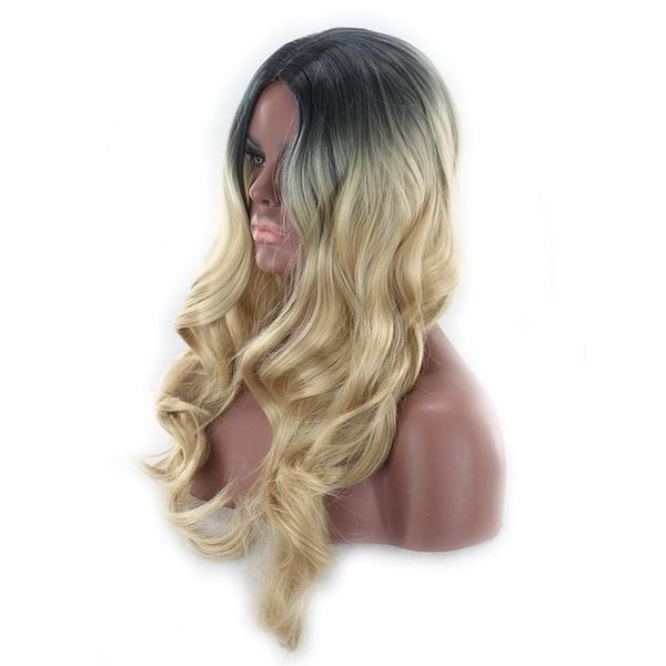 Paryk Sort, grå, blond inkl. paryknet & hårforlængelseskam