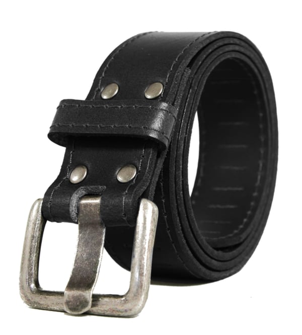 Svart 35mm jeansbälte i kalvskinn