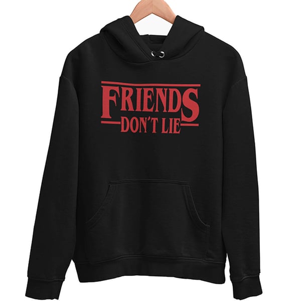 Friends don't lie svart huvtröja stranger things hoodie t-shirt