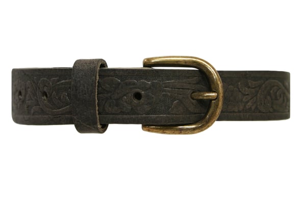 Brunt 25mm damskärp i kalvläder