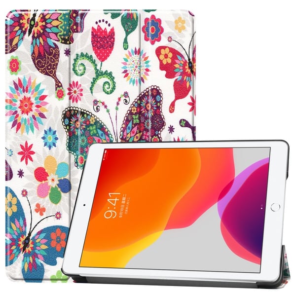 Apple iPad 10.2 Trifoldet Stand Tablet - Taske - Sommerfugl
