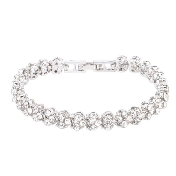 Klassisk Armbånd med Strass - Sølv