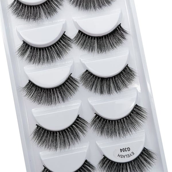 5 par falske øjenvipper - 3D faux mink - G304
