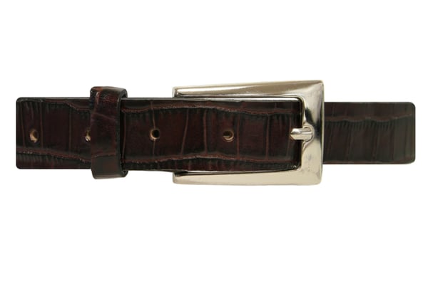 Brunt 25mm crocco damskärp i kalvläder