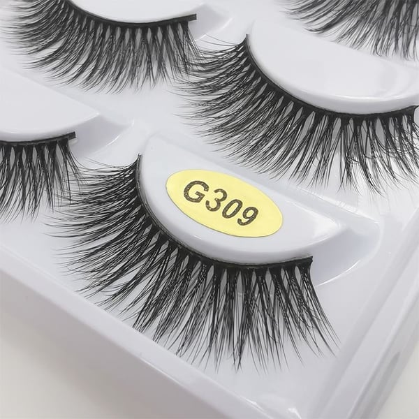 5 par falske øyevipper - 3D faux mink - G309