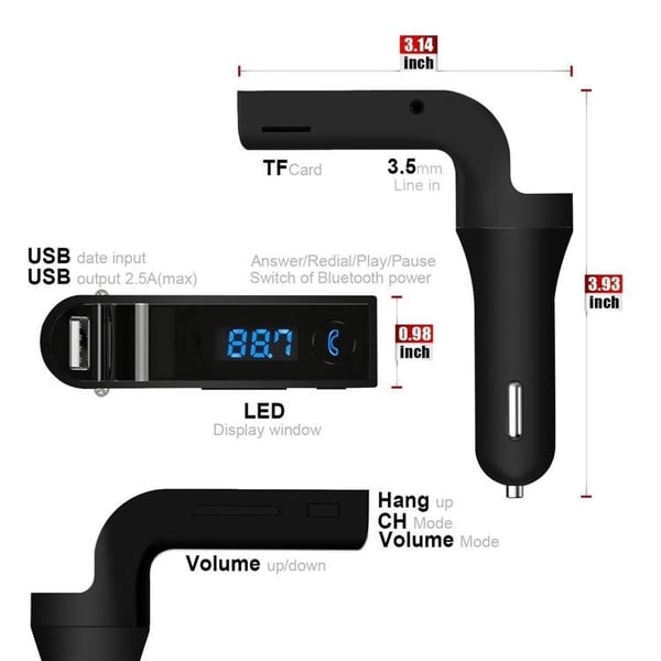 Bluetooth bil FM-sändarmodulator MP3 USB rosegold
