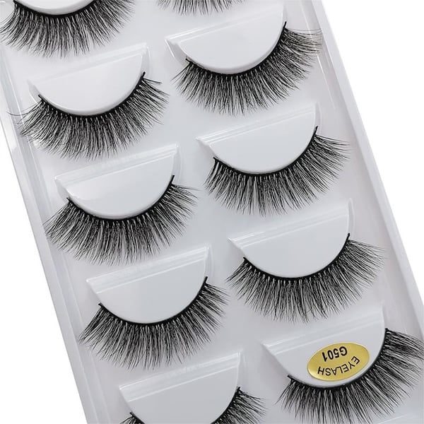 5 par falske øjenvipper - 3D faux mink - G501