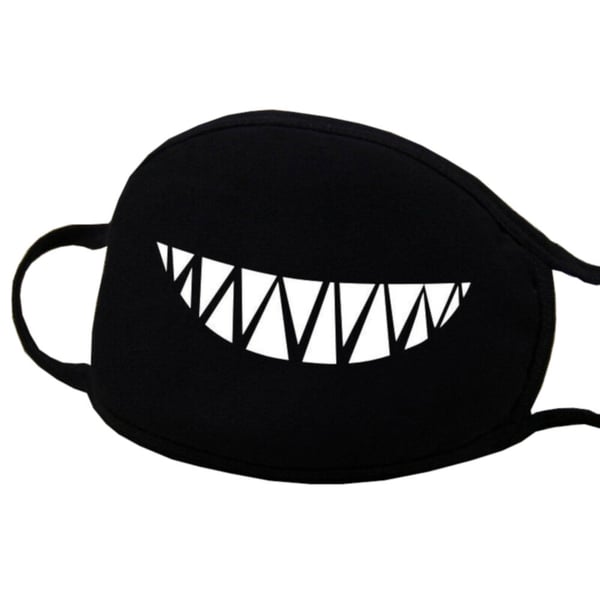 Ansiktsmaske - Svart - Stor munn - Maskerade