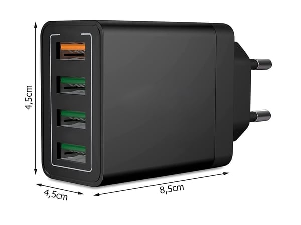 Mobillader / Hurtiglader med 4 stikkontakter - QC3