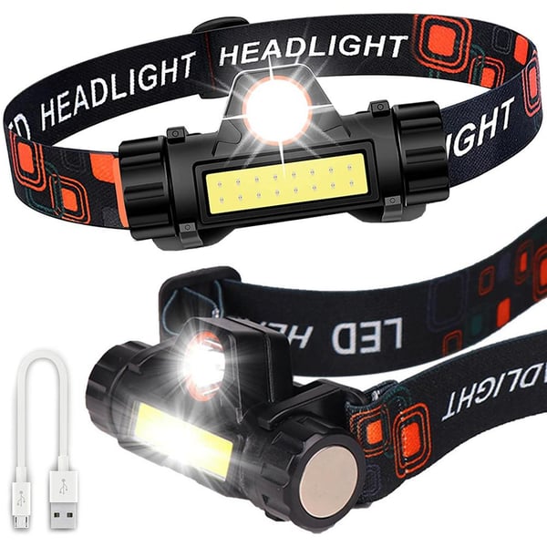 Ladattava otsalamppu 1x CREE LED + 1x COB LED