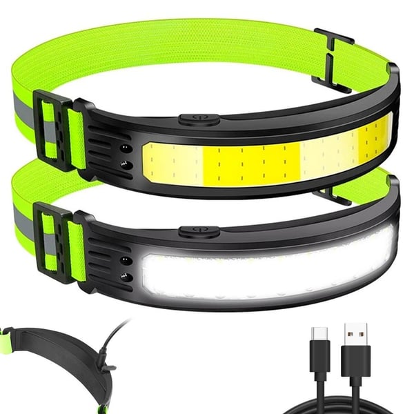 Ladattava otsalamppu - COB LED - Vedenpitävä