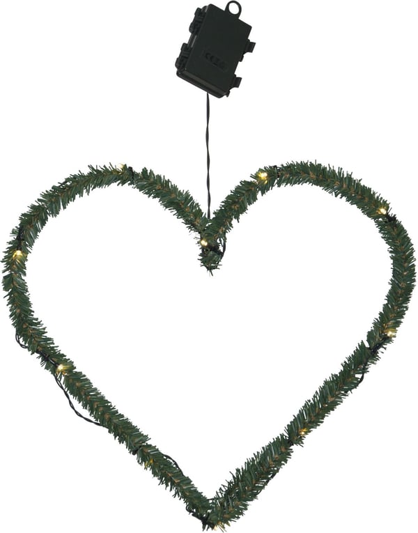 Kaunis sydänseppele. 38 cm. 10 LED-valoa
