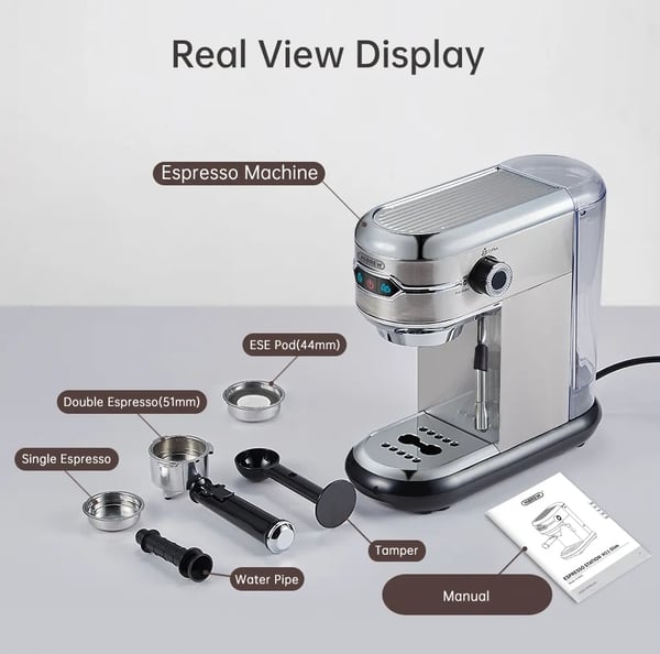 HiBREW Kaffemaskin Espresso maskin mjölkskummare 19 BAR