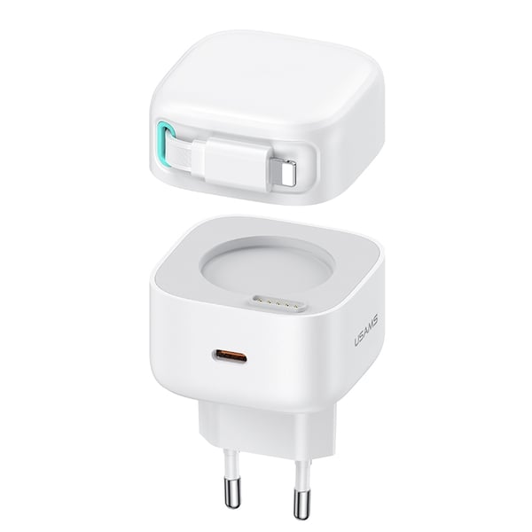 iPhone hurtigoplader kompatibel PD35W - Dual Port GaN med udtrækkeligt kabel