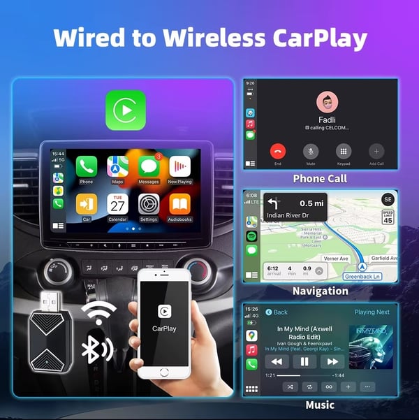 Trådløs CarPlay-adapter 2025 – Kompatibel med iPhone iOS og Android