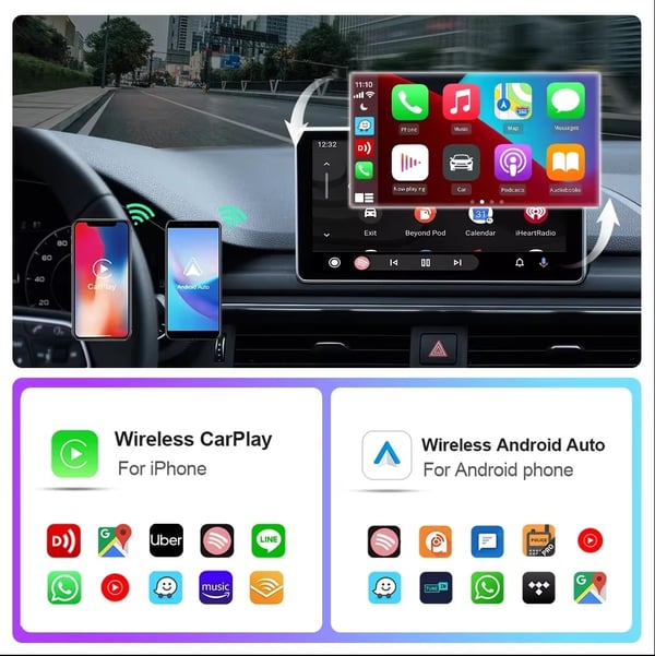 Trådløs CarPlay-adapter 2025 – Kompatibel med iPhone iOS og Android