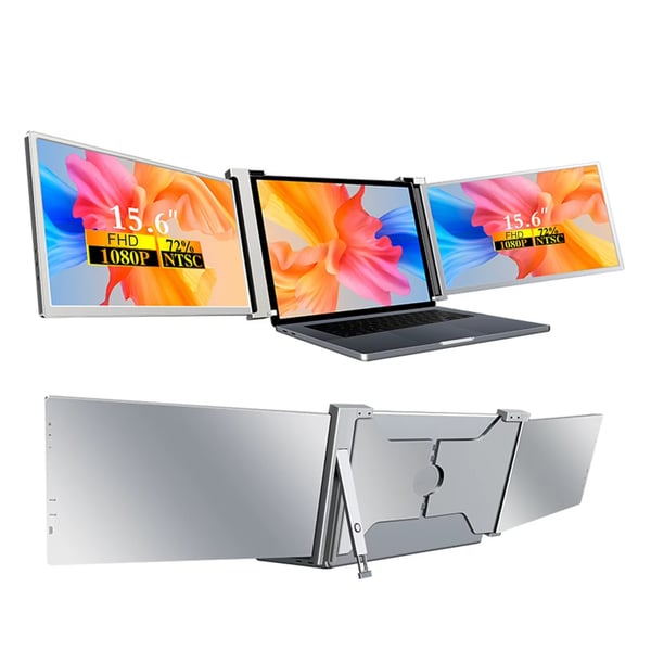 Bærbar trippelskræm 15.6" til bærbar computer – Full HD 1080p, nem installation, portabel skærm kontor spil gaming trading triscreen Bærbar trippelskræm 15.6" til bærbar computer – Full HD 1080p, nem installation, portabel skærm kontor spil gaming trading triscreen