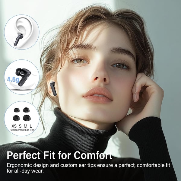 Air1 Pro – Trådløse Hovedtelefoner Bluetooth 5.4 med Hybrid ANC, 6 Mics ENC, 48t Batteritid, Trådløs Opladning & App-understøttelse til iOS/Android