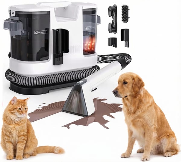 Kraftfuld Tæppe- & Tekstilrenser LBLUE V8 med Varmt Vand 60°C, 1,75L Dobbelttank, 5 m Ledning – Sofa, Bil & Kæledyrspletter