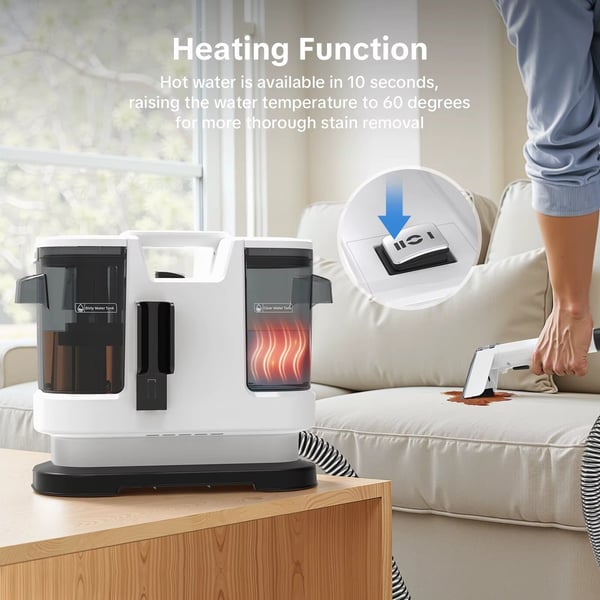 Kraftfuld Tæppe- & Tekstilrenser LBLUE V8 med Varmt Vand 60°C, 1,75L Dobbelttank, 5 m Ledning – Sofa, Bil & Kæledyrspletter