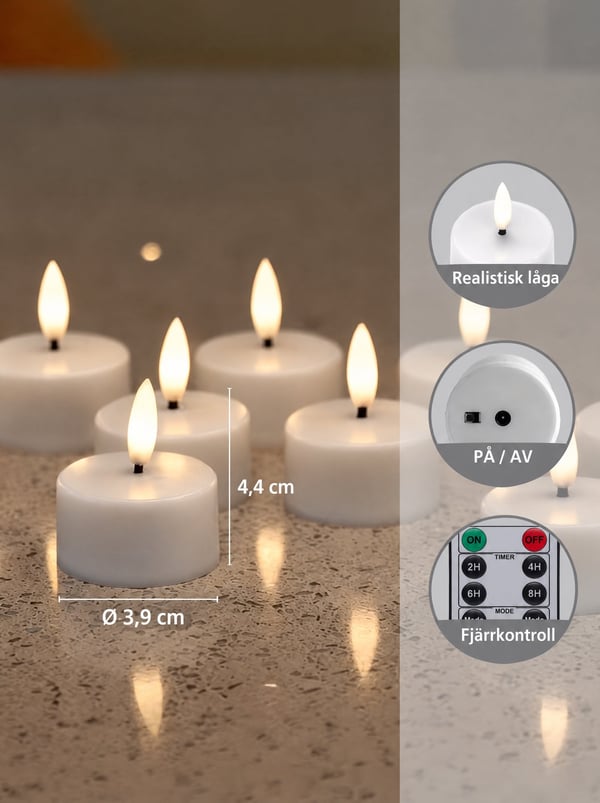 12-pack uppladdningsbara LED ljus värmeljus med fjärrkontroll och timer utan låga ladda – fladdrande värme ljus Halloween, jul och festdekorationer