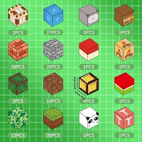 150 kpl Magneettisia Rakennuspalikoita – Lasten Lahjaleikkikalu – Minecraftin tai Robloxin kaltainen leikki – Magneettiset rakennuspalikat lapsille –