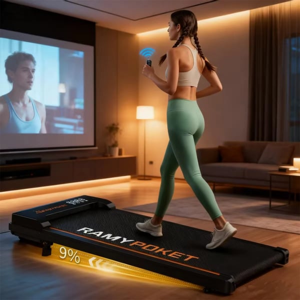 Treadmill Walking Pad – 3-i-1 løbe- og gåbånd til hjemmet mini løbebånd med 9 % hældning – 2.5HP motor (1–8 km/t)