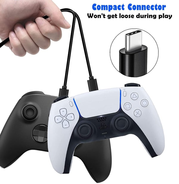 2-pack 3m 3 meter opladningskabel-til PS5 / Playstation 5 USB-C