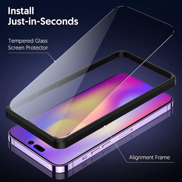 iPhone 14 Pro-kompatibel [9-PACK] hærdet glas + linse + skal