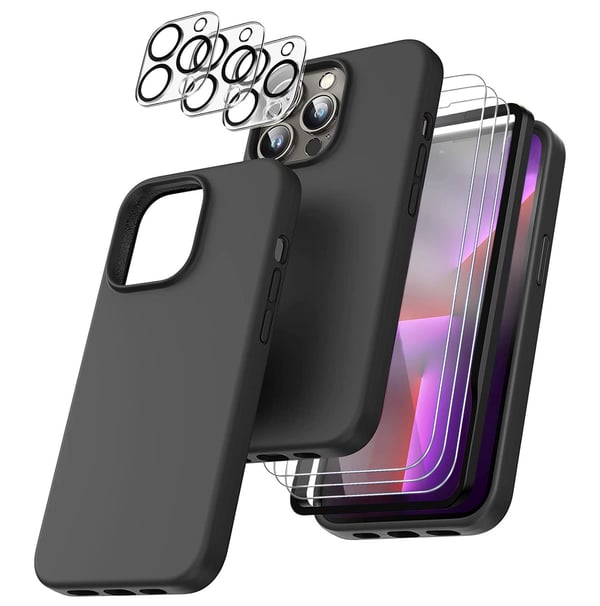 iPhone 13 Pro Max [8-PACK] 6x karkaistu lasi + 1x silikonikuori