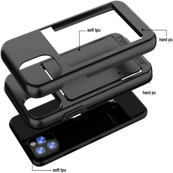 iPhone 14 Plus etui Stødabsorberende kortholder mobilcover + objektivdæksel