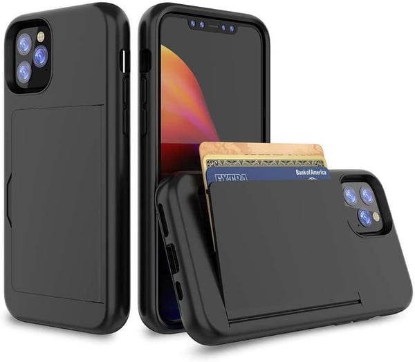 iPhone 14 Plus etui Stødabsorberende kortholder mobilcover + objektivdæksel