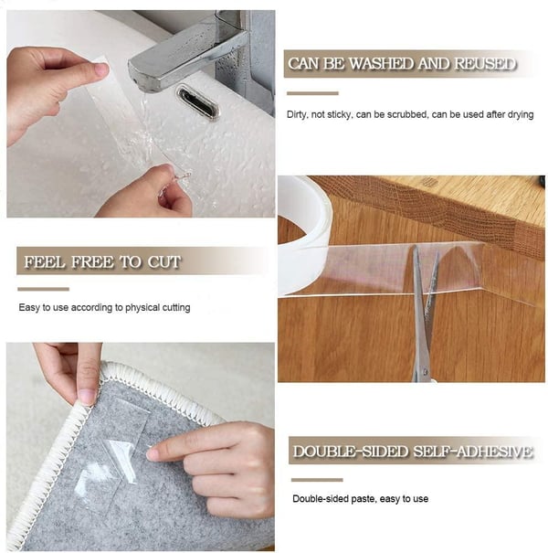 2 Pack 3M Double Adhesive läpinäkyvä nanoteippi