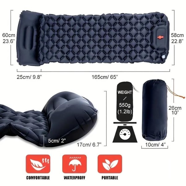 Luftmadras Ultralight oppustelig luftmadras til camping med indbygget pumpe.