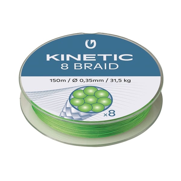 Kinetic 8 Braid 150m 0,35mm/31,5kg Fluorescerende Grønn Kinetic 8 Braid 150m 0,35mm/31,5kg Fluorescerende Grønn