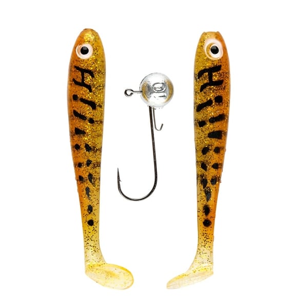 IFISH The Demon Shad 10cm, 2-pakning inkludert Jig Head - Motorolje