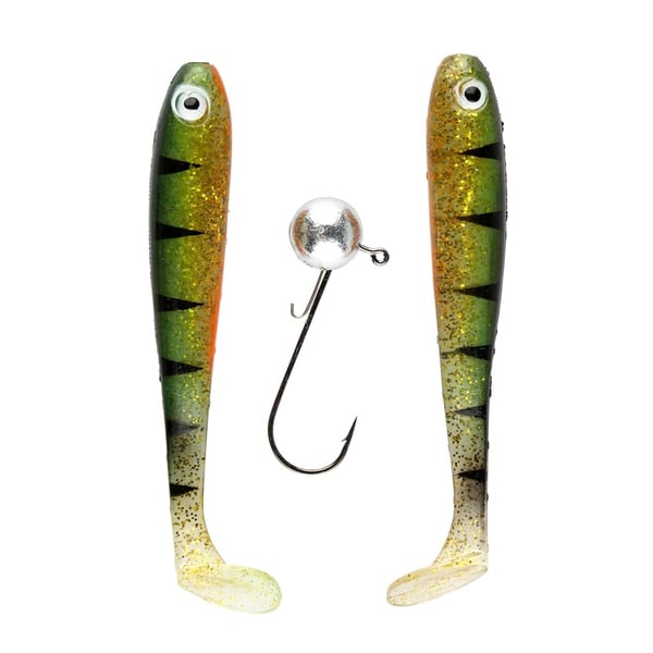 IFISH The Demon Shad 10cm, 2-pack inkl. Jiggskalle - Hot Perch IFISH The Demon Shad 10cm, 2-pack inkl. Jiggskalle - Hot Perch
