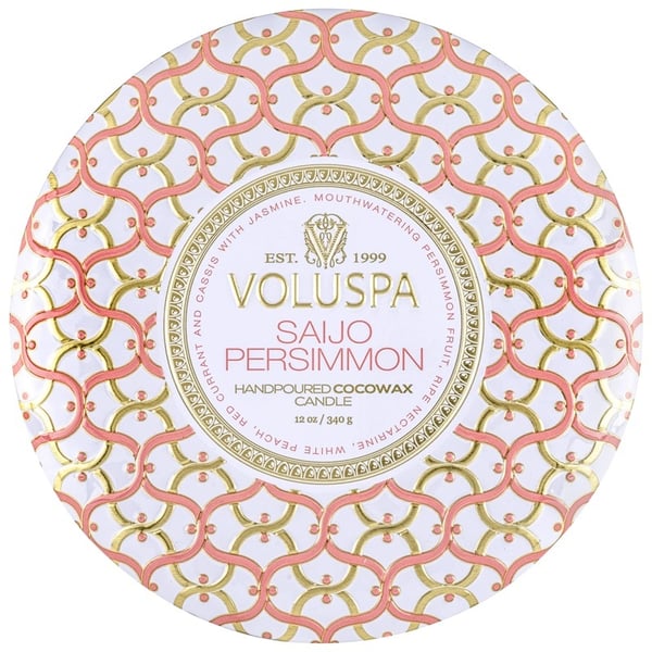 Voluspa 3-Wick Candle Decorative Tin Saijo Persimmon 340g Voluspa 3-Wick Candle Decorative Tin Saijo Persimmon 340g