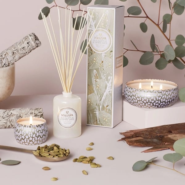 Voluspa Decorative Tin Candle Eucalyptus & White Sage 113g
