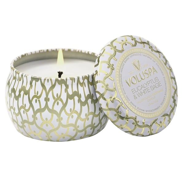 Voluspa Decorative Tin Candle Eucalyptus & White Sage 113g