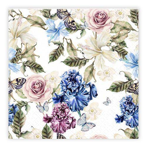 Servietter Blomsterfjäril 33x33cm 20-pak