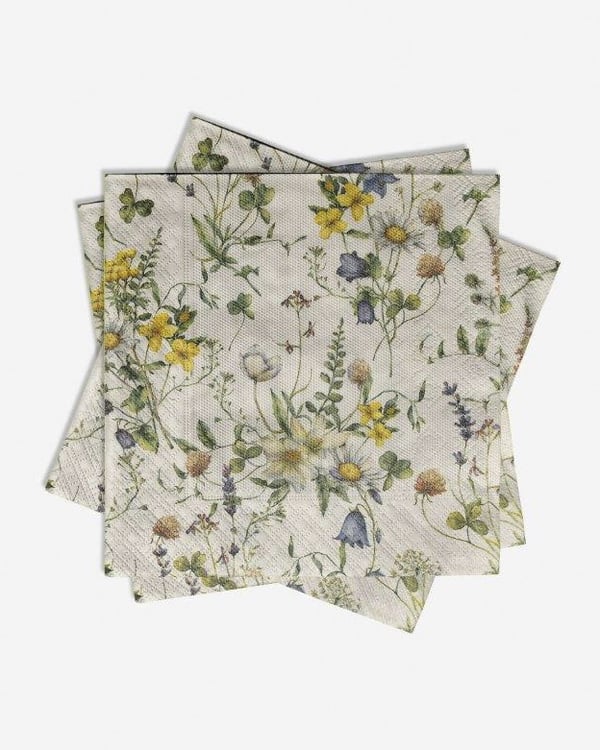 Kaffeservietter Engblomster 25x25cm 20-pak