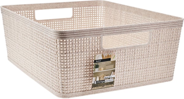 Korg Förvaring Beige Flätad Plast 35x29x13 cm Korg Förvaring Beige Flätad Plast 35x29x13 cm