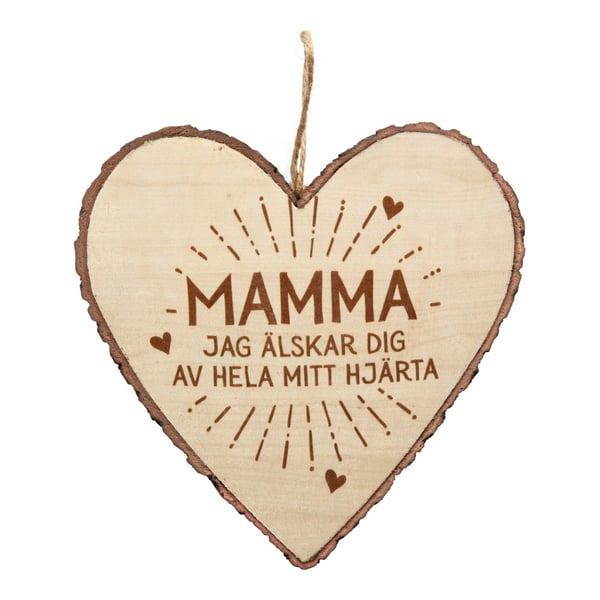 Hjärta Trä Mamma wooden heart