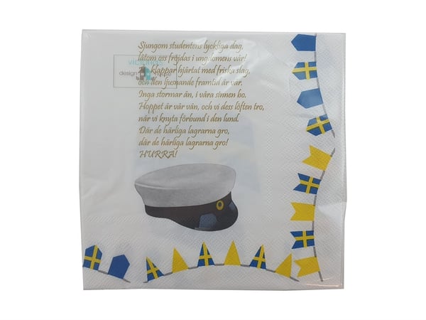 Servett Student med Studentsång 20-pack 33x33cm