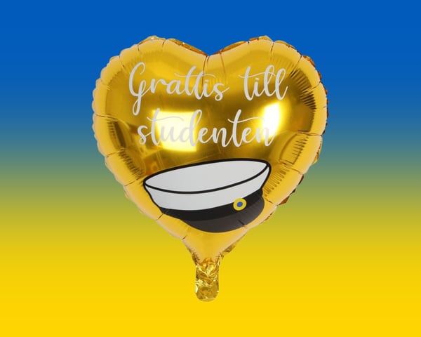 Ballong Student Guld Hjärta Folie 46 cm